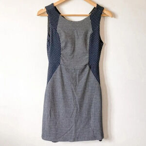 Dex Navy White Polka Dot Sleeveless Sheath Dress